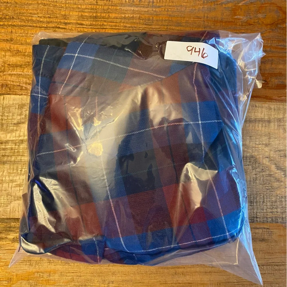 LUMBER JACK flannel top Size button up crop quilted lining red blue plaid - Picture 12 of 12